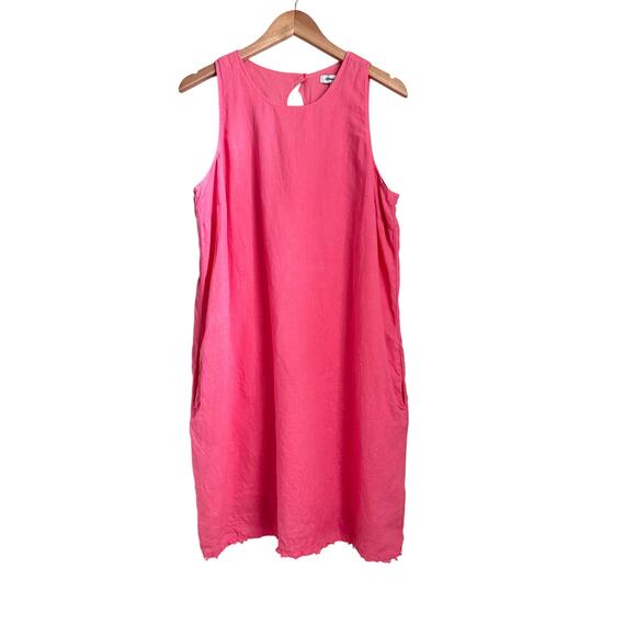 Tommy Bahama Pink Linen Shift Dress Large Sleeveless Pockets Lined Beach Resort - Picture 4 of 11
